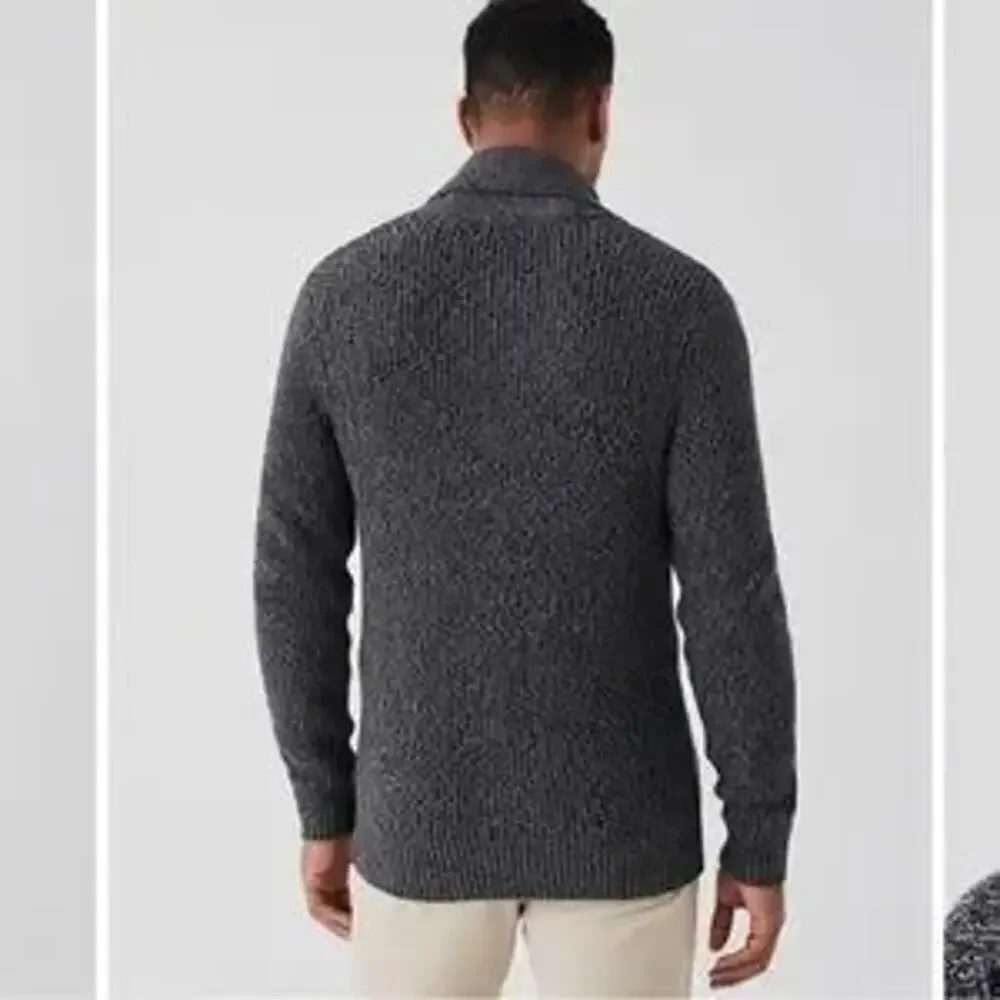 Faherty Men's Marled Cotton Cardigan Sweater Long Sleeve Black Size Large NWT